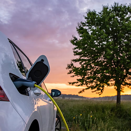 An electric vehicle charging, tile card.