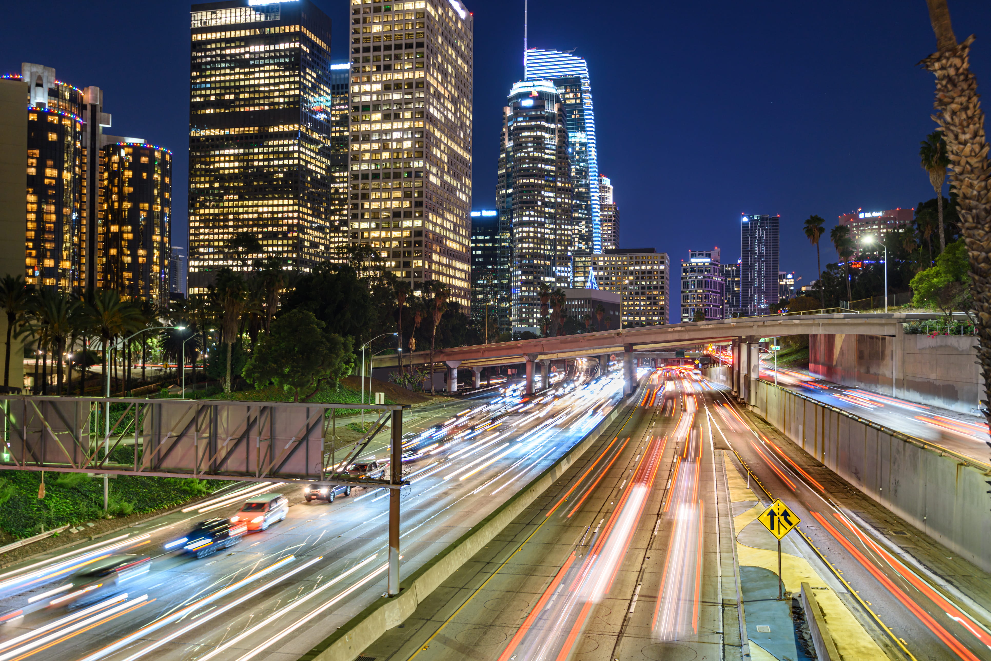 downtown LA traffic night