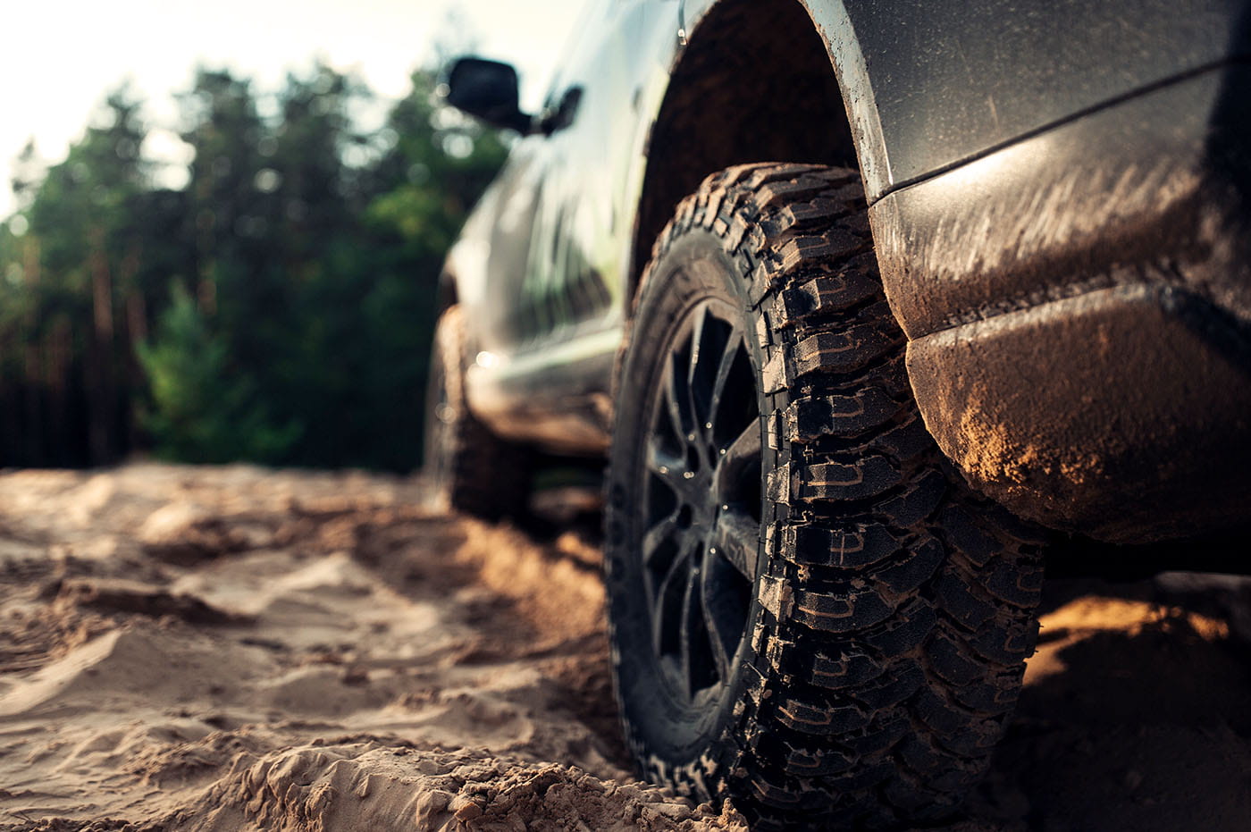 Truck Tires on a dirt road